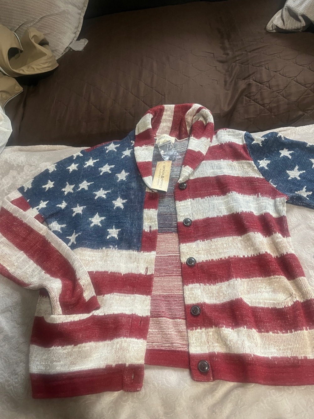 Ralph Lauren Denim & Supply Striped Cotton Cardigan - Red & Cream